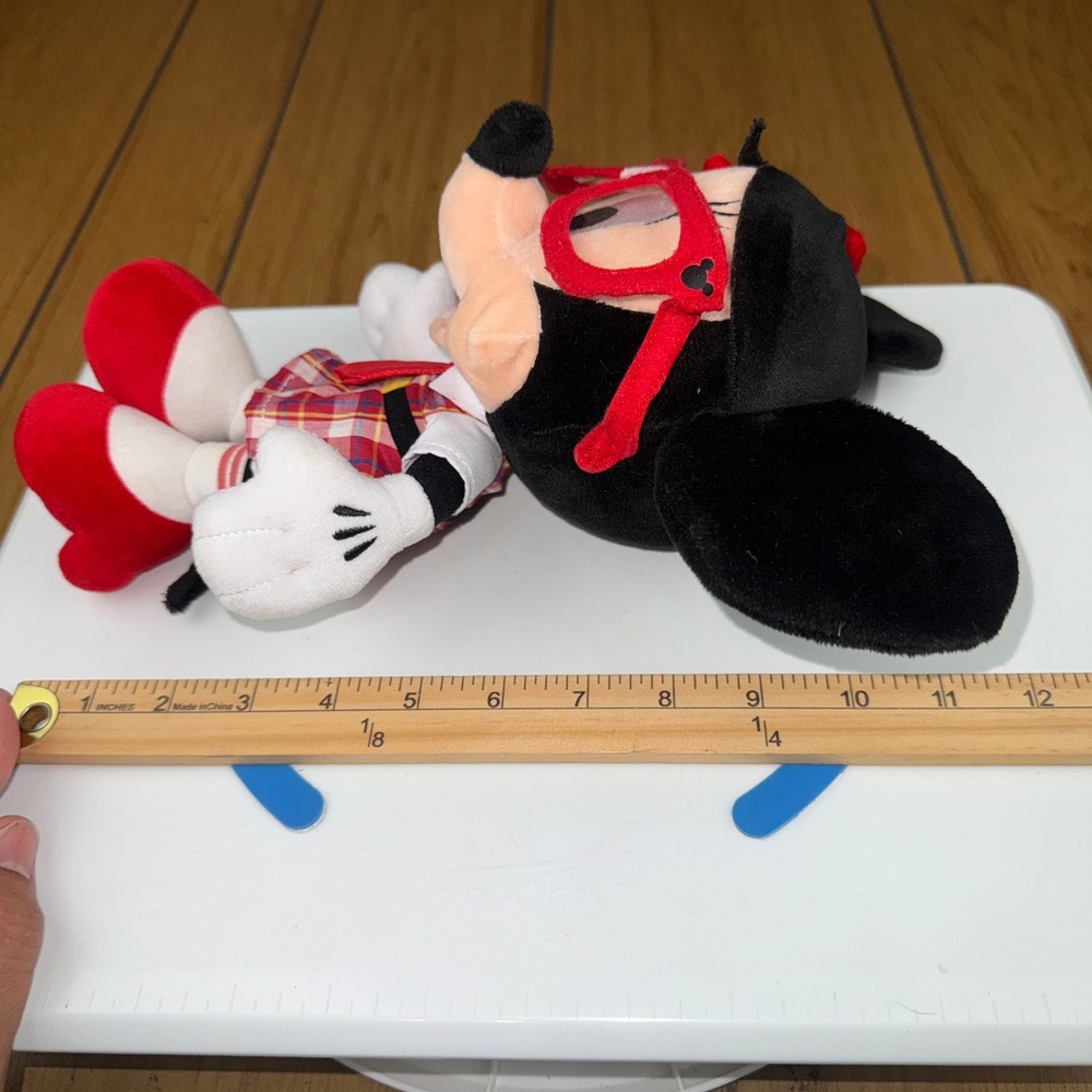 Disney Parks Minnie Mouse Nerd Plush With Glasses Hipster School Girl - Picture 13 of 15
